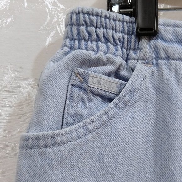 Vintage 80s Lee High Waist Light Wash Side Elastic Jeans 18P Slimming High Rise - Picture 3 of 5